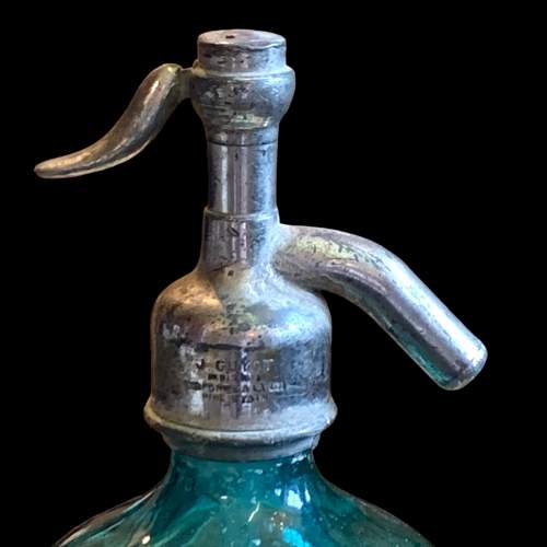 1930s Antique French Turquoise Blue Glass Soda Siphon image-3