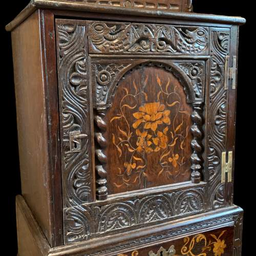17th Century Flemish Oak Marquetry Two Tier Cupboard image-3