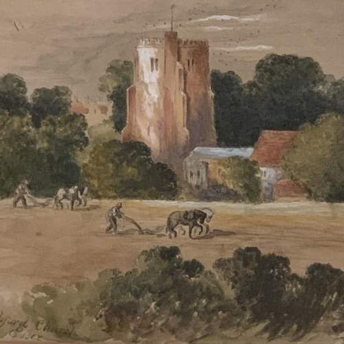 Frederick Goodall Watercolour Painting of Rochford Church image-2