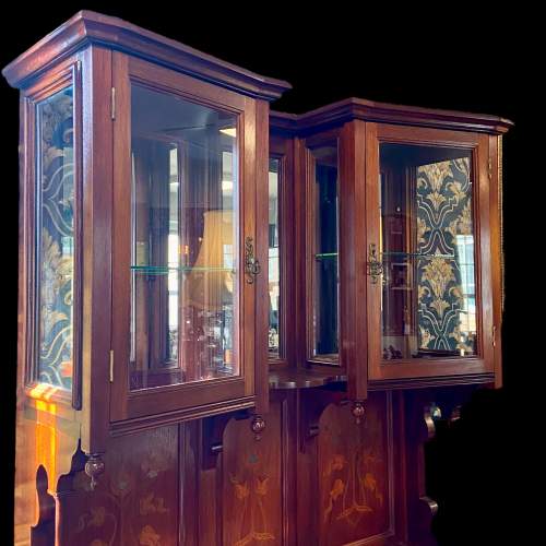 Art Nouveau Inlaid Mahogany Cupboard Display Cabinet image-2