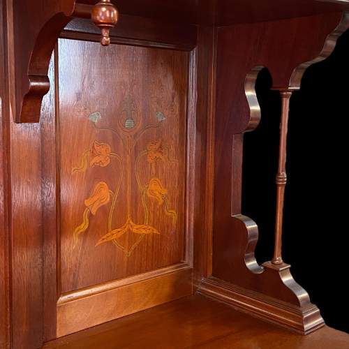 Art Nouveau Inlaid Mahogany Cupboard Display Cabinet image-5