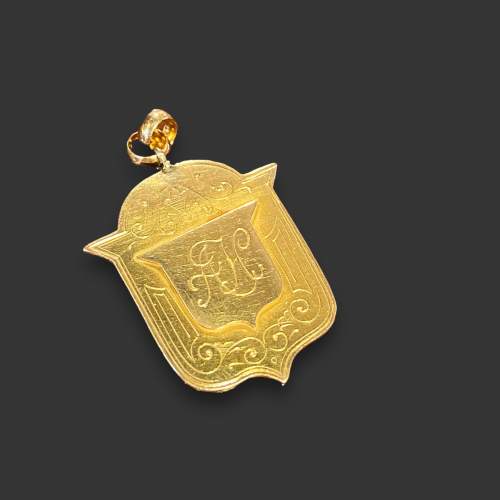 Victorian 18ct Gold Shield Shaped Pendant image-1