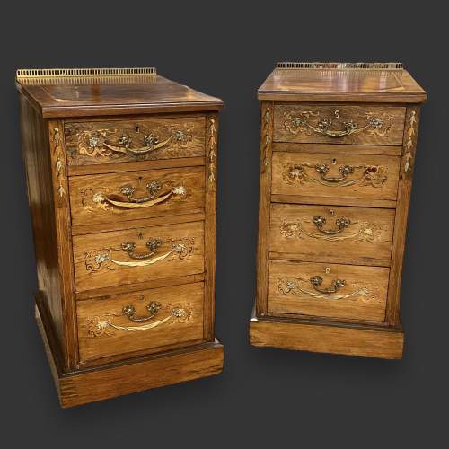 Late 19th Century Pair of Inlaid Rosewood Bedside Cabinets image-1
