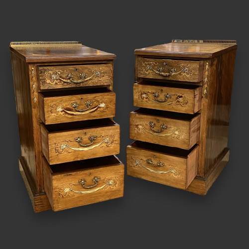 Late 19th Century Pair of Inlaid Rosewood Bedside Cabinets image-2