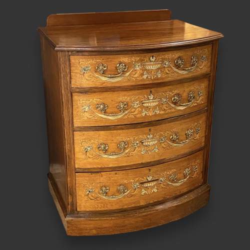 Late 19th Century Inlaid Rosewood Bow Front Chest of Drawers image-1