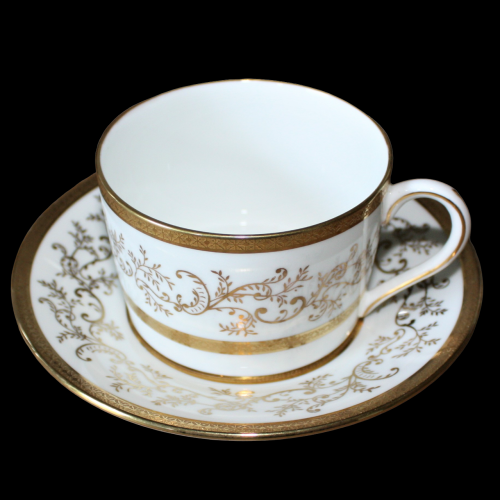 5 Coalport White & Gold Tea Cups and Saucers. Pattern 1035 image-3