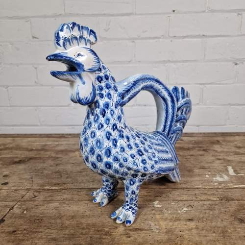 Late 19th Century French Faience Water Jug Moulded as a Cockerel image-1