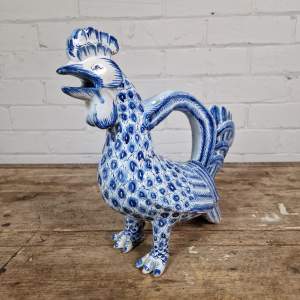 Late 19th Century French Faience Water Jug Moulded as a Cockerel