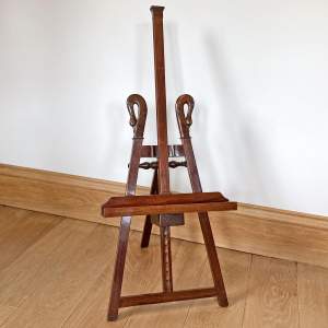 Mahogany Easel with Carved Swans Head Decorations