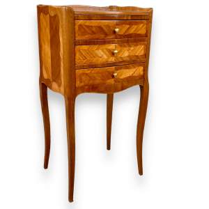 Continental Walnut Bow Fronted Bedside Cabinet