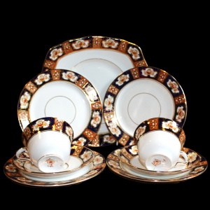 Vintage Royal Albert Crown China 2 Trios 2 Plates & Cake Plate