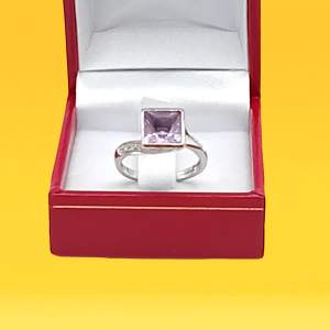 White Gold Amethyst Diamond Ring