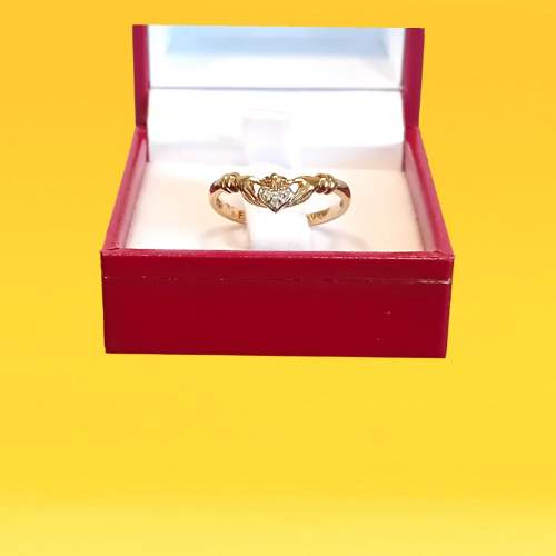 Gold Diamond Claddagh Ring image-1