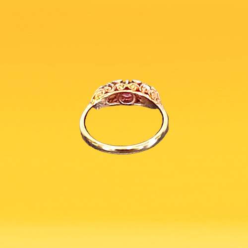 Gold Retro Amethyst Pearl Ring. London 1972 image-2