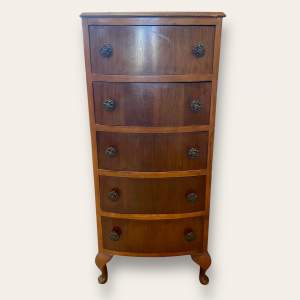 Walnut Bow Front Chest of Drawers