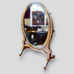 Edwardian Wooden Oval Dressing Table Mirror