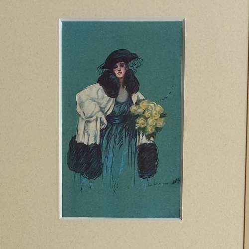 Framed Original Early 20th Century Postcard by Adelina Zandrino image-3
