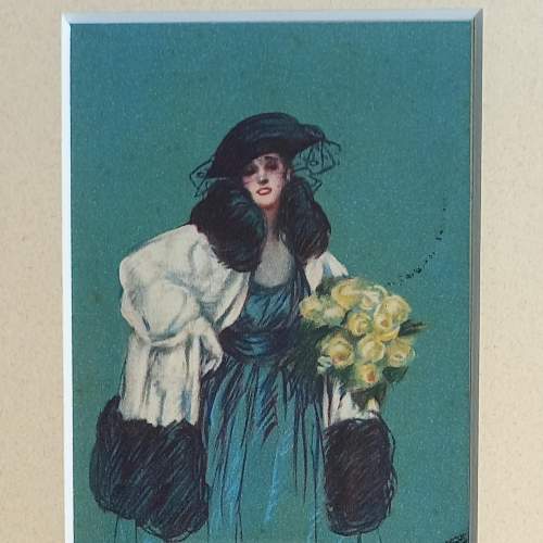Framed Original Early 20th Century Postcard by Adelina Zandrino image-4