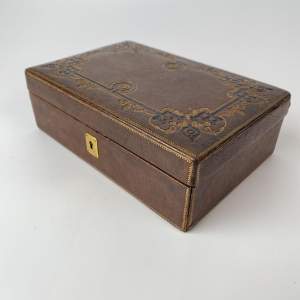 Tooled Moroccan Leather Writing Box Late 19th Early 20th Century