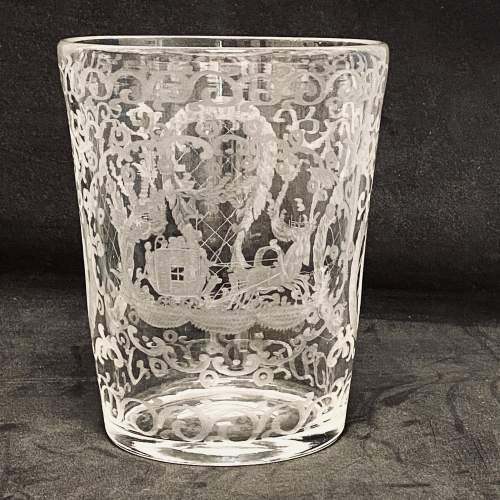 Georgian Engraved Lead Glass Tumbler image-1
