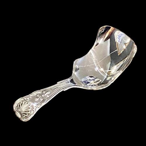 Rare William IV King Variant Silver Caddy Spoon image-1