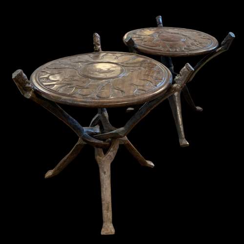 Pair of African Carved Hardwood Occasional Tables image-4