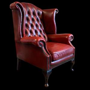 Oxblood Red Leather Chesterfield Wing Chair