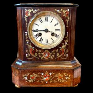19th Century French Inlaid Rosewood Mantel Clock