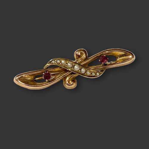 Victorian Gold and Pearl Brooch image-1