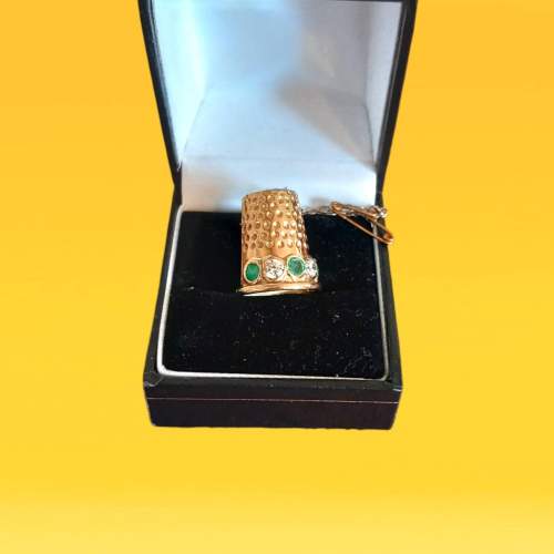 Gold Emerald Thimble Brooch image-1