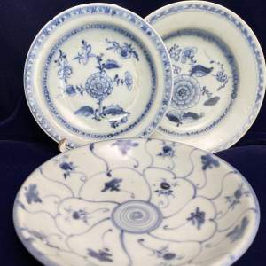 3 Chinese Tek Sing Shipwreck Porcelain Dishes Circa 1822