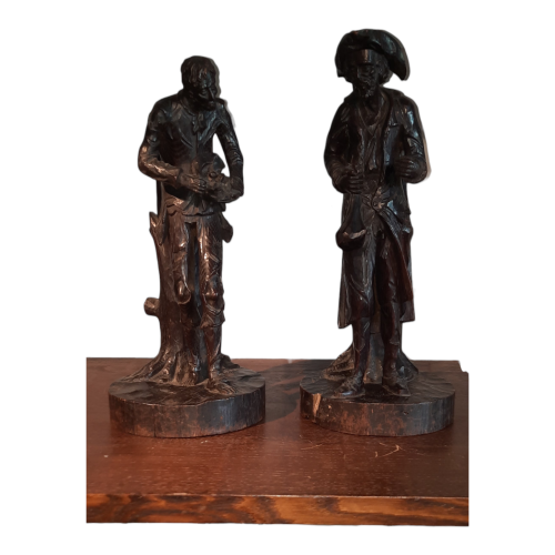 A Pair of Black Forest Figures Sculptures of a Rich Man and Poor Man image-1