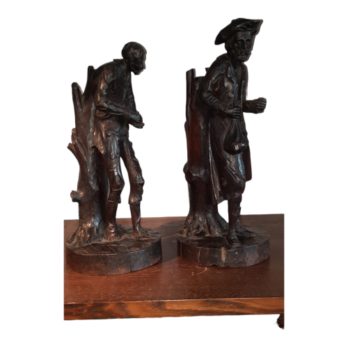 A Pair of Black Forest Figures Sculptures of a Rich Man and Poor Man image-2
