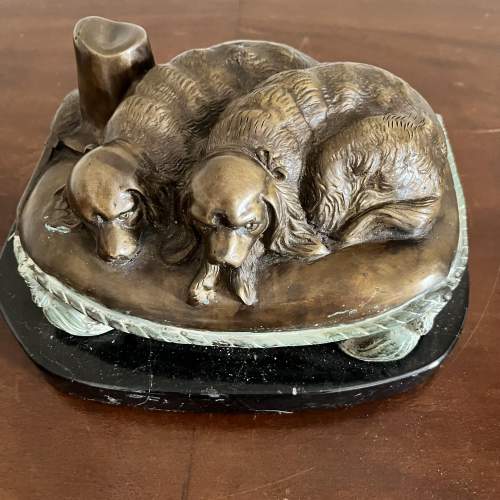 French Cast Bronze by Isidore Jules Bonheur - Dogs on Cushion image-1