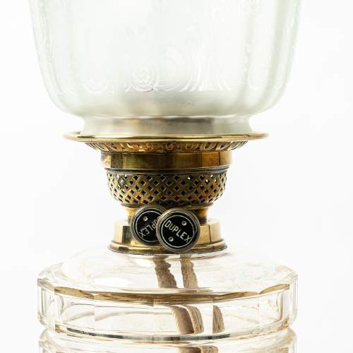 Antique Art Nouveau Brass and Glass Oil Lamp image-4