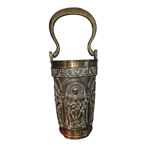 Antique Bronze Religious Holy Water Carrier image-1