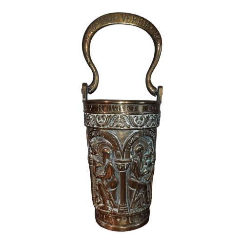 Antique Bronze Religious Holy Water Carrier image-5