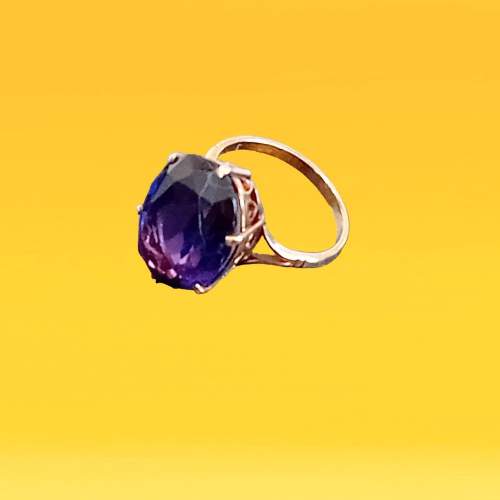 Large Sapphire Gold Ring image-2