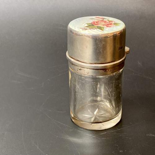 Edwardian Silver and Enamel Glass Scent Bottle image-1