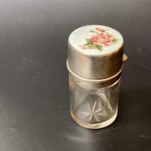 Edwardian Silver and Enamel Glass Scent Bottle image-2