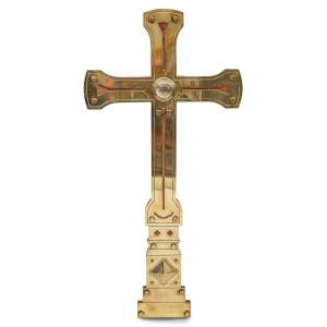 An Arts and Crafts Period Large Brass Ecclesiastical Cross