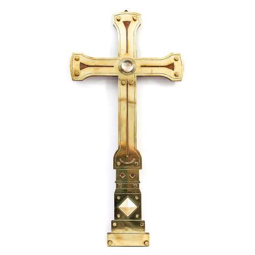 An Arts and Crafts Period Large Brass Ecclesiastical Cross image-2