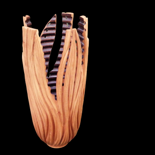 Seth Leach Early 21st Century Woodcraft Carved Maple Vase image-1