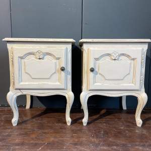 Vintage French Painted Bedside Cabinets - Pot Cupboards