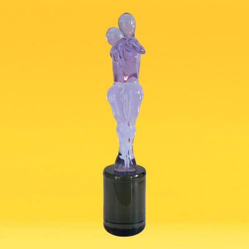 Large Murano Glass Sculpture with Purple Hue image-1