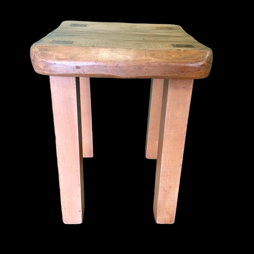 Vintage Small Oak Bespoke Made Stool by Clive Cowell image-2