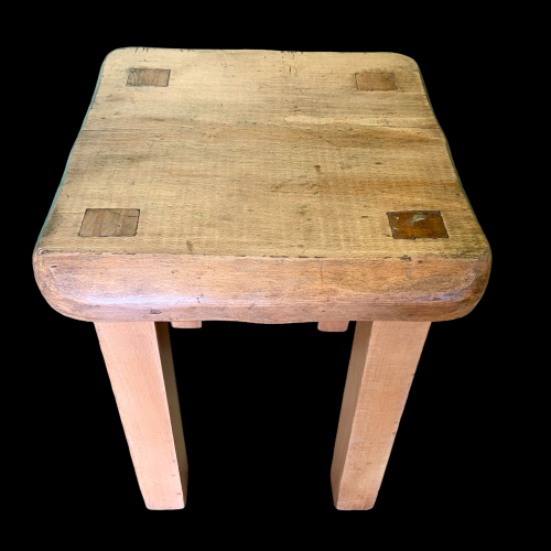 Vintage Small Oak Bespoke Made Stool by Clive Cowell image-3