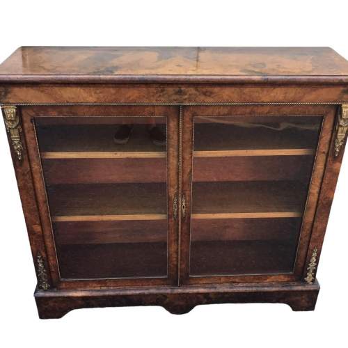 Good Quality Antique Victorian Burr Walnut Glazed Bookcase image-1