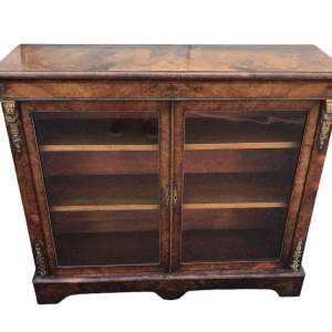 Good Quality Antique Victorian Burr Walnut Glazed Bookcase