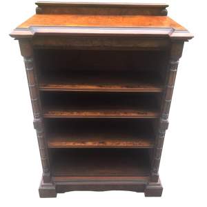 Good Quality Antique Victorian Burr Walnut Open Bookcase